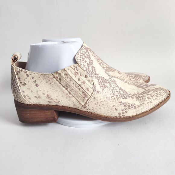 Lucky Brand Snakeskin Leather Flat Loafers 7.5 / 38 Pointy Toe Slip On Western - Picture 2 of 8